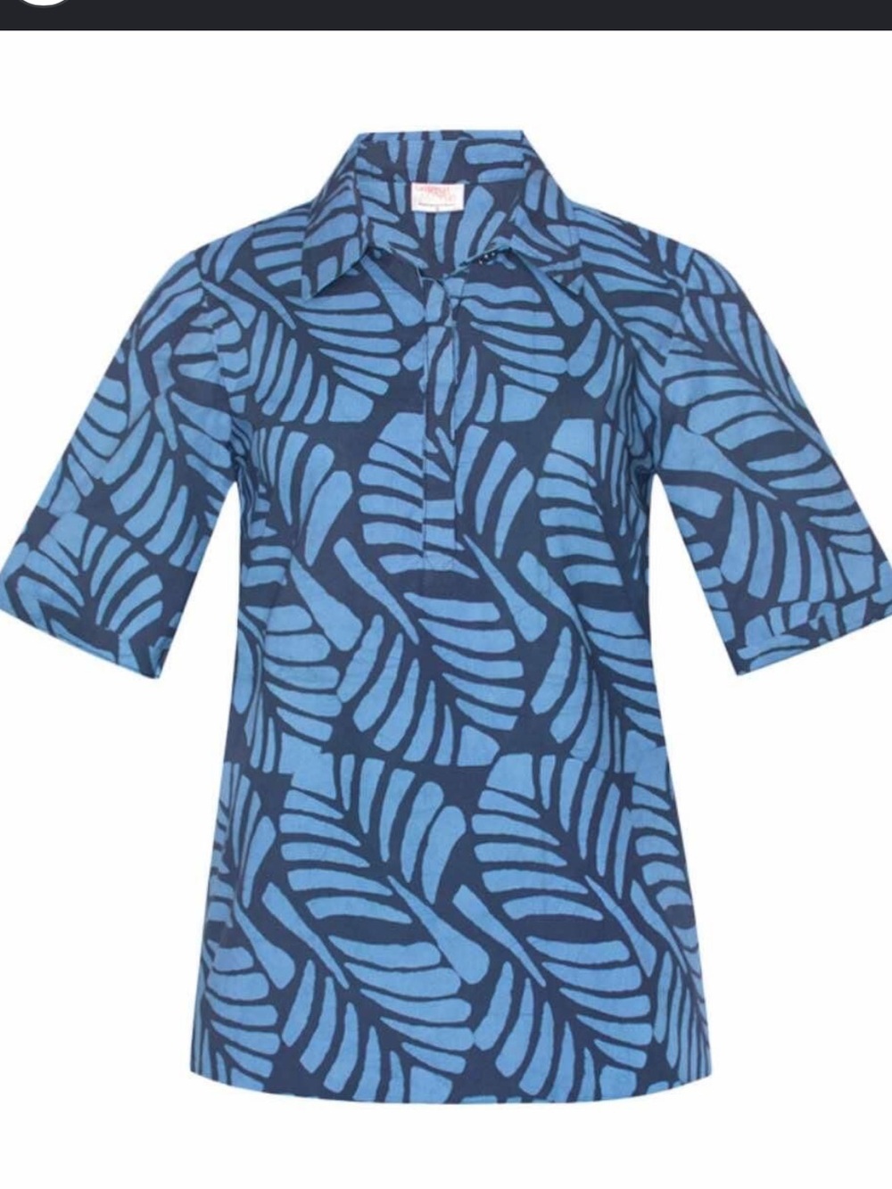 Global Mamas Blue Palm Leaf Shirt